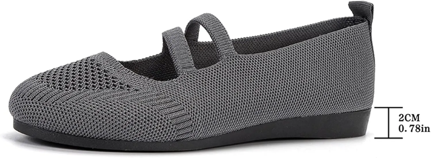 AMDBEL Flats Shoes Women Dressy Comfortable Women's Ballet Flats Shoes Crochet Knit Mesh Round Toe Slip Casual Ballet Flats