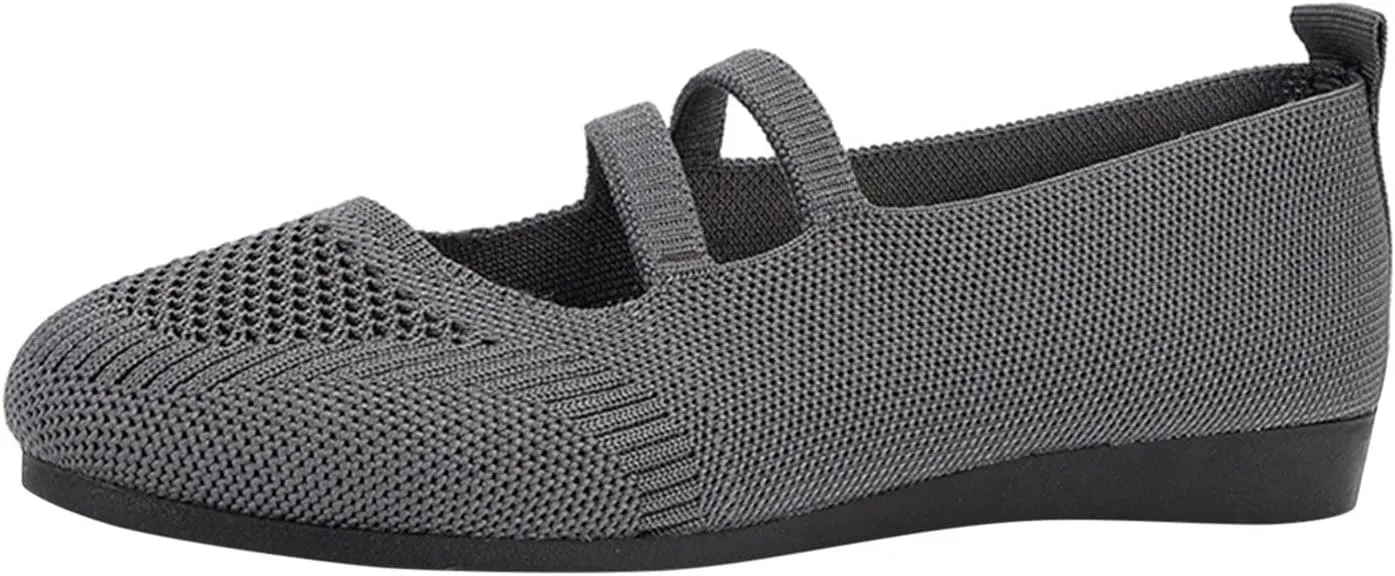 AMDBEL Flats Shoes Women Dressy Comfortable Women's Ballet Flats Shoes Crochet Knit Mesh Round Toe Slip Casual Ballet Flats