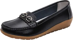 AMDBEL Flats Shoes Women Dressy Comfortable Women's Leather Casual Penny Loafers Slip-On Walking Driving Boat Flat Shoes