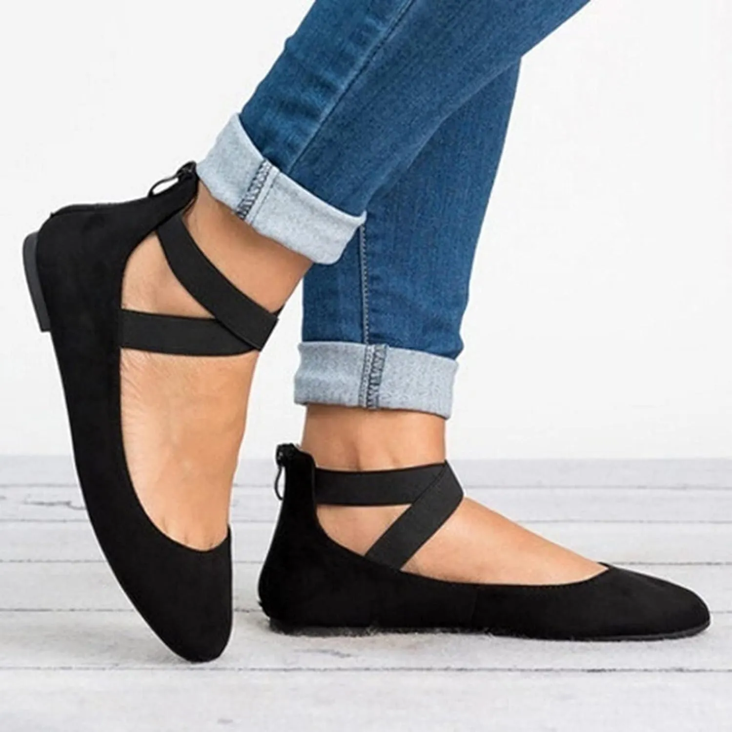 AMDBEL Flats Shoes Women Dressy, Womens Pointed Toe Ballet Flat Dress Shoes Low Wedge Flat Shoes Comfort Slip On Flats Shoes