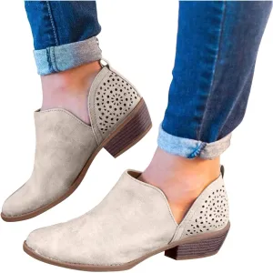 Ankle Boots for Women Low Heel,Summer Caged Gladiator Block Heel Strappy Dress Dressy Sandals Shoes for Women