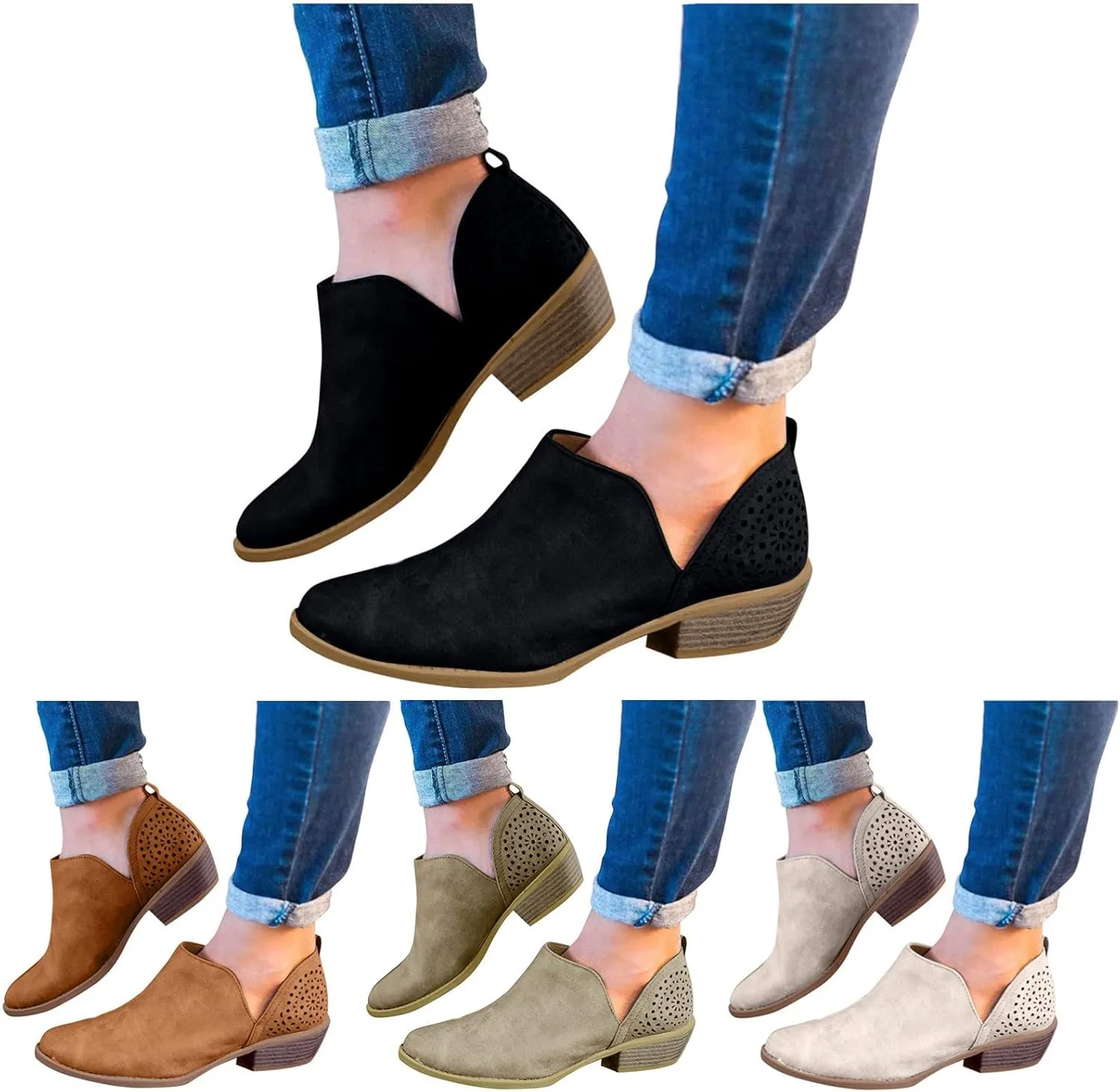 Ankle Boots for Women Low Heel,Summer Caged Gladiator Block Heel Strappy Dress Dressy Sandals Shoes for Women