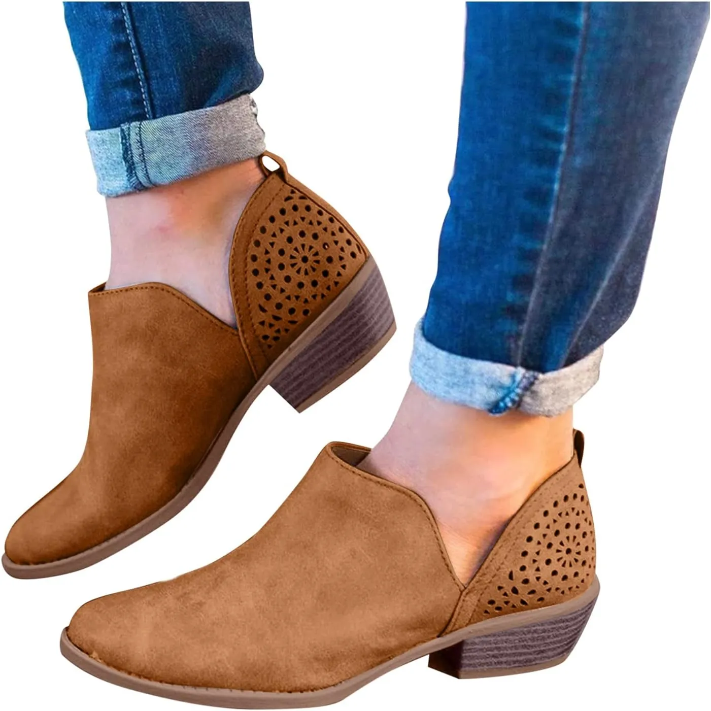 Ankle Boots for Women Low Heel,Summer Caged Gladiator Block Heel Strappy Dress Dressy Sandals Shoes for Women