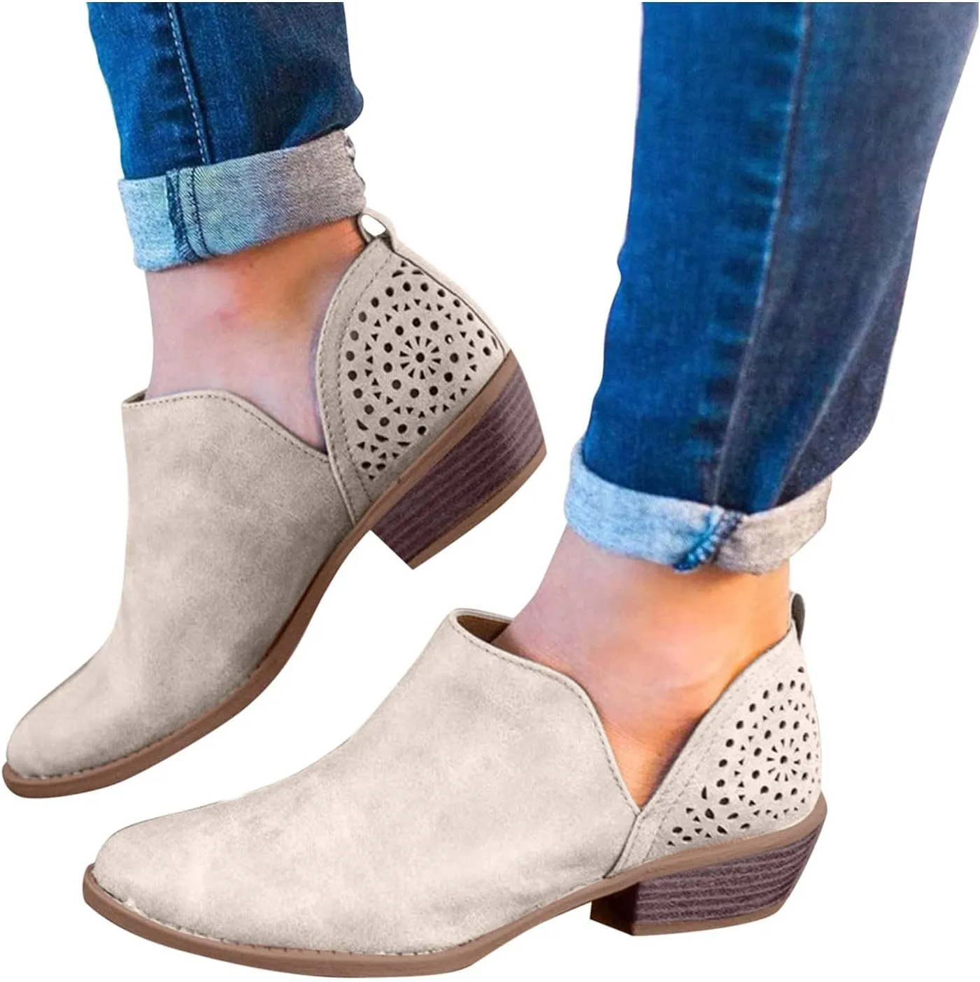 Ankle Boots for Women Low Heel,Summer Caged Gladiator Block Heel Strappy Dress Dressy Sandals Shoes for Women
