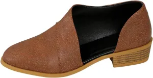 Ankle Boots for Women, No Heel Arch Support Flat Heel Boots Side Zipper Vintage Leather Damping Ankle Boots Shoes