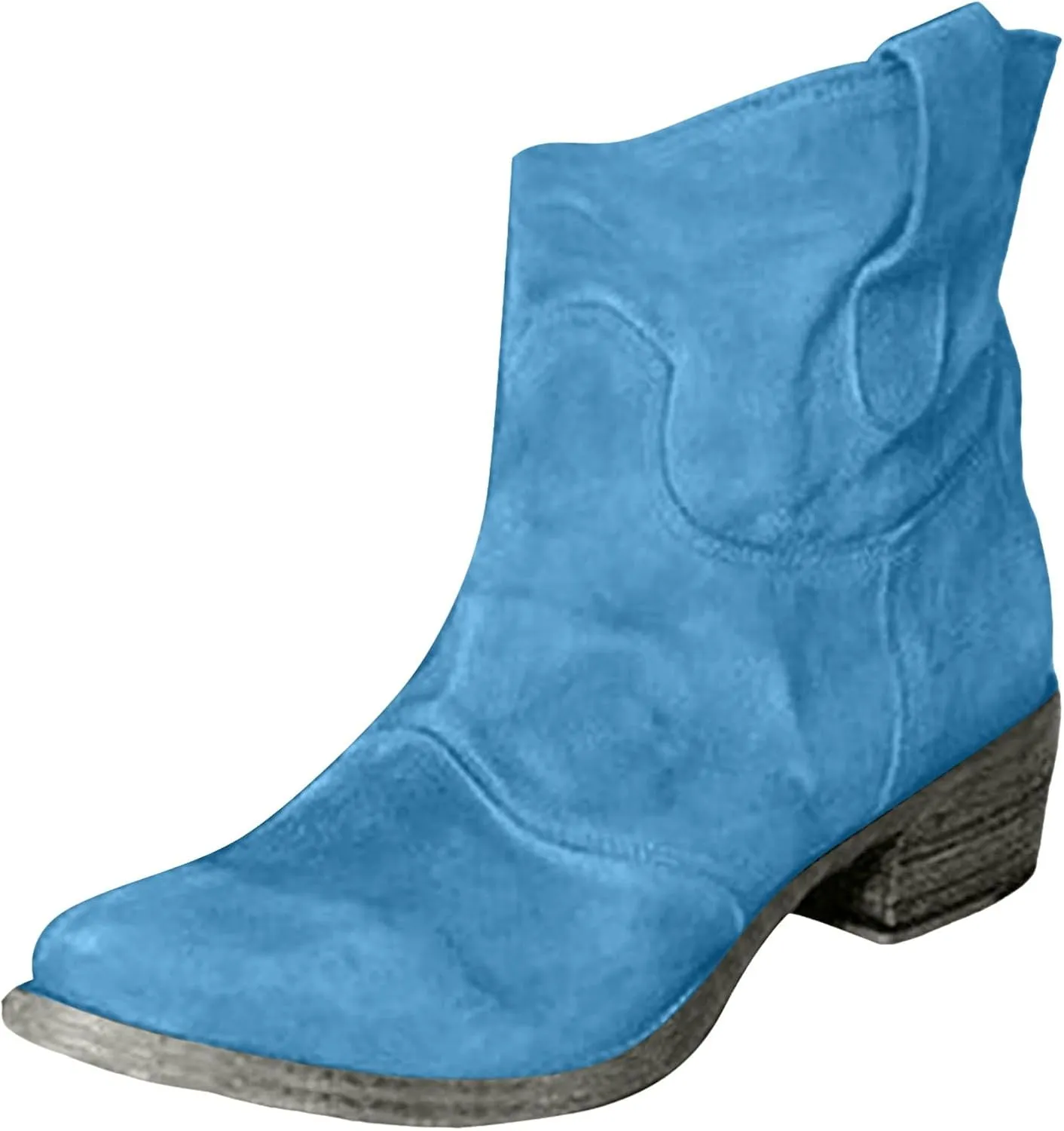 Ankle Boots for Women, Women Lace Up Slip-On Loafers Pointed Low Toe Chunky Block Heel Casual Cutout Office Booties