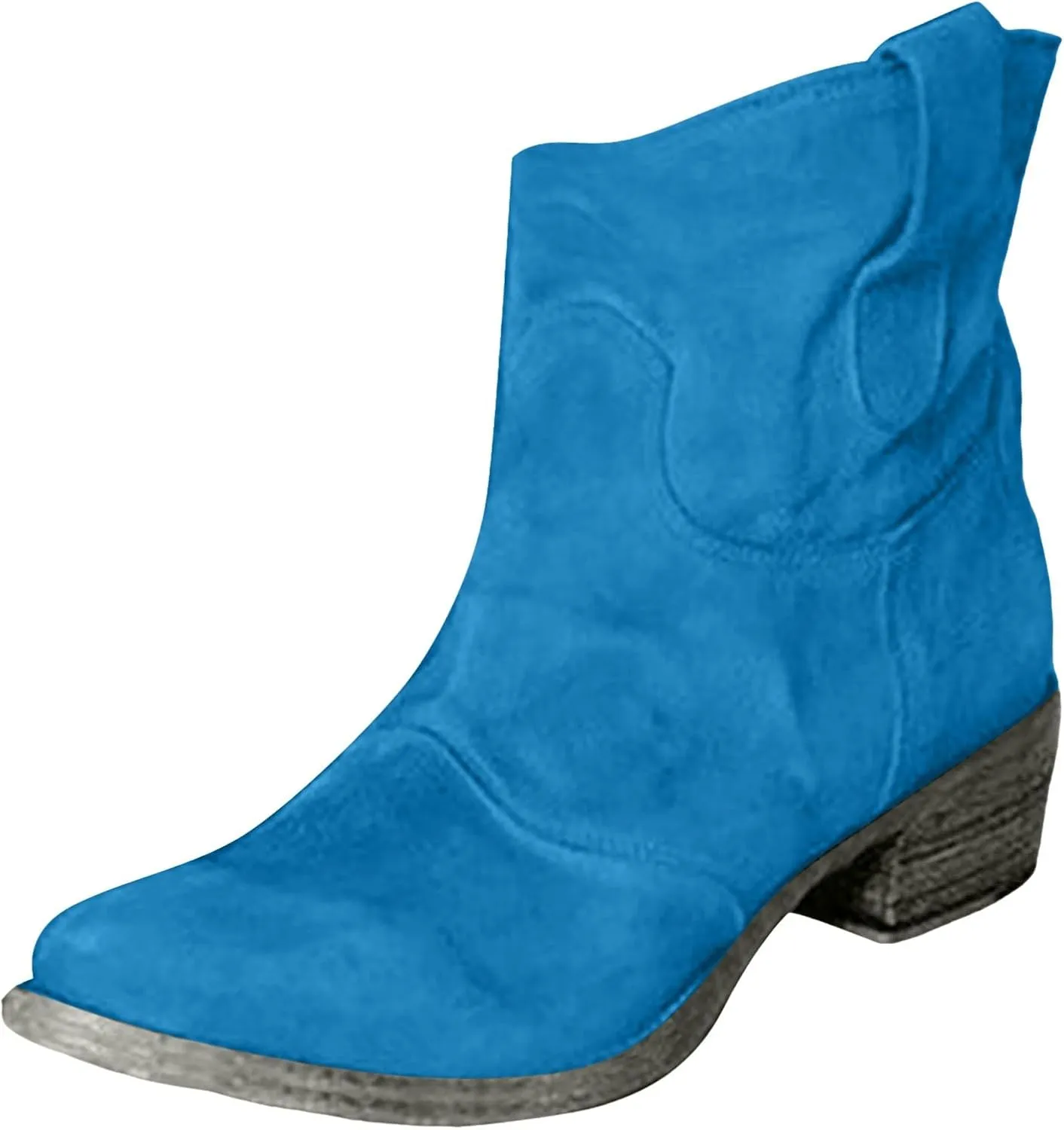 Ankle Boots for Women, Women Lace Up Slip-On Loafers Pointed Low Toe Chunky Block Heel Casual Cutout Office Booties