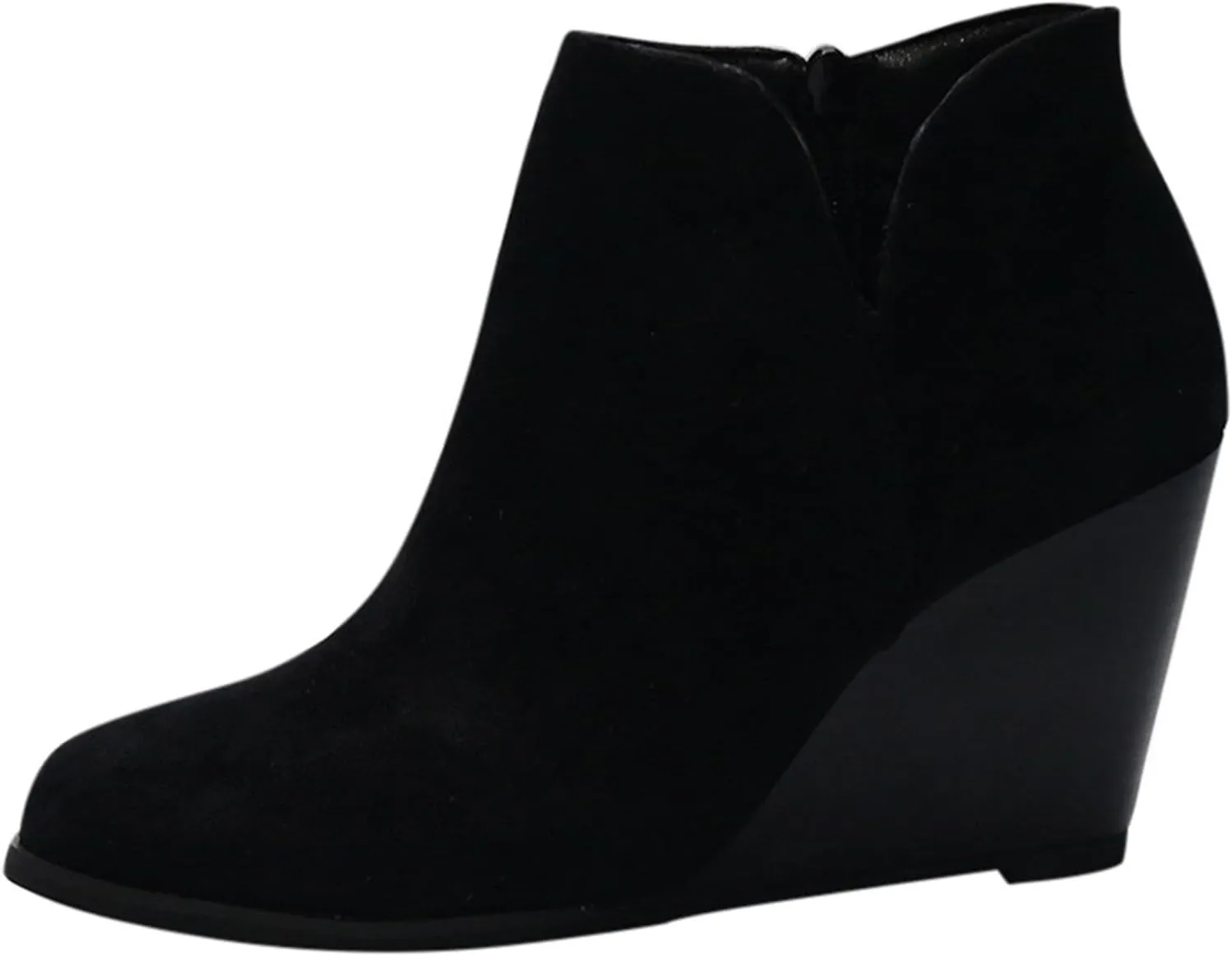 Ankle Boots for Women, Women's Wedge Heel Ankle Boots Platform Zipper Low-Top Vintage Frosted Ankle Boots With Wedge Toes