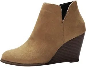 Ankle Boots for Women, Women's Wedge Heel Ankle Boots Platform Zipper Low-Top Vintage Frosted Ankle Boots With Wedge Toes