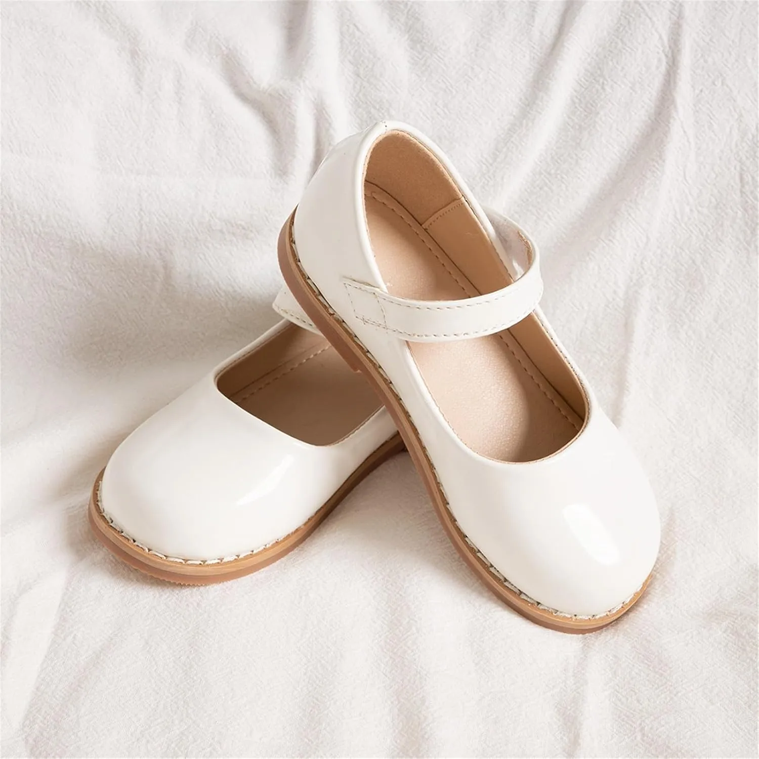 Baby Girl Mary Jane Dress Shoes Low Heel Hook And Loop Dress Shoes Party Wedding Flat For Little/Big Kids