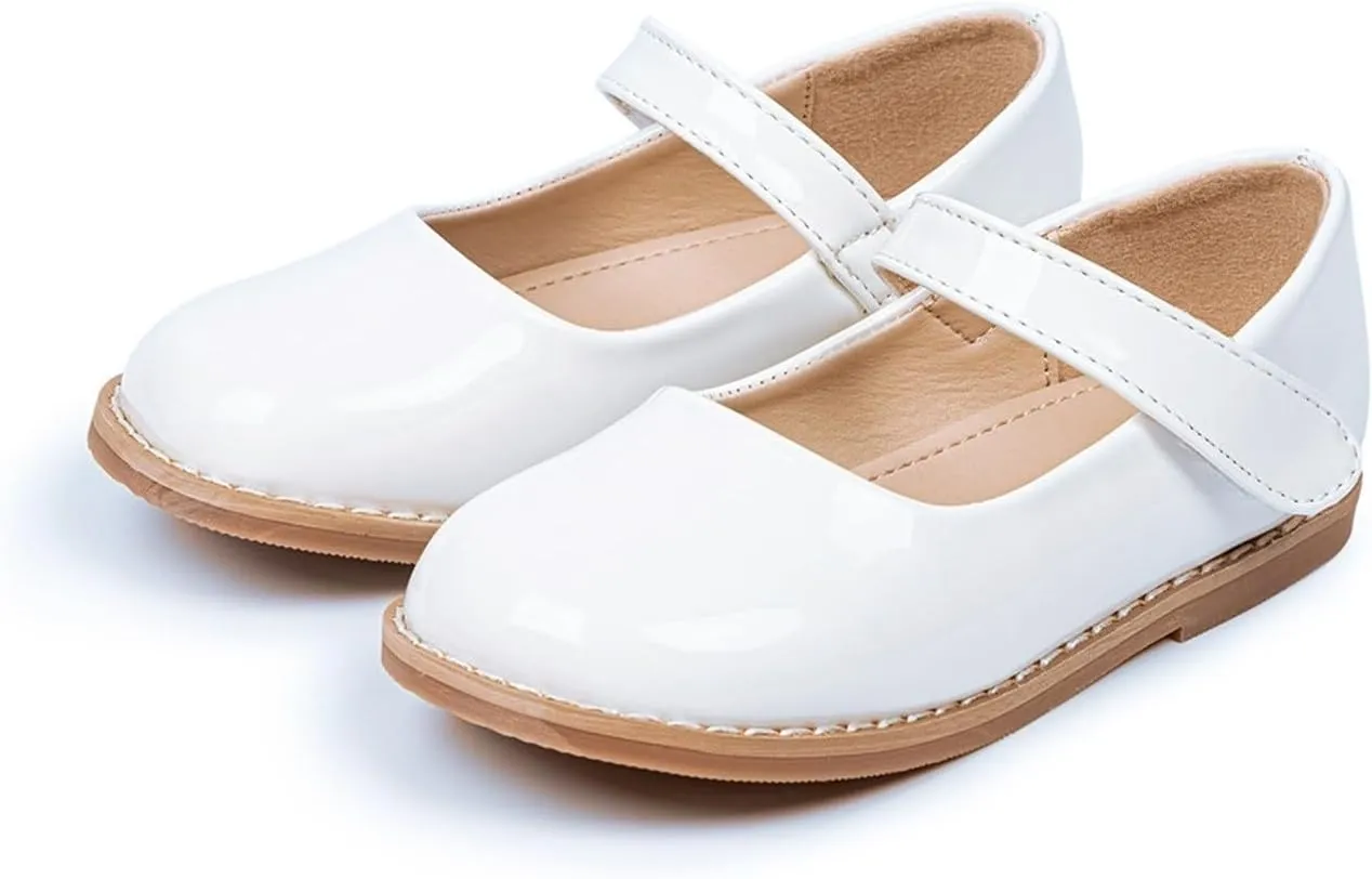 Baby Girl Mary Jane Dress Shoes Low Heel Hook And Loop Dress Shoes Party Wedding Flat For Little/Big Kids