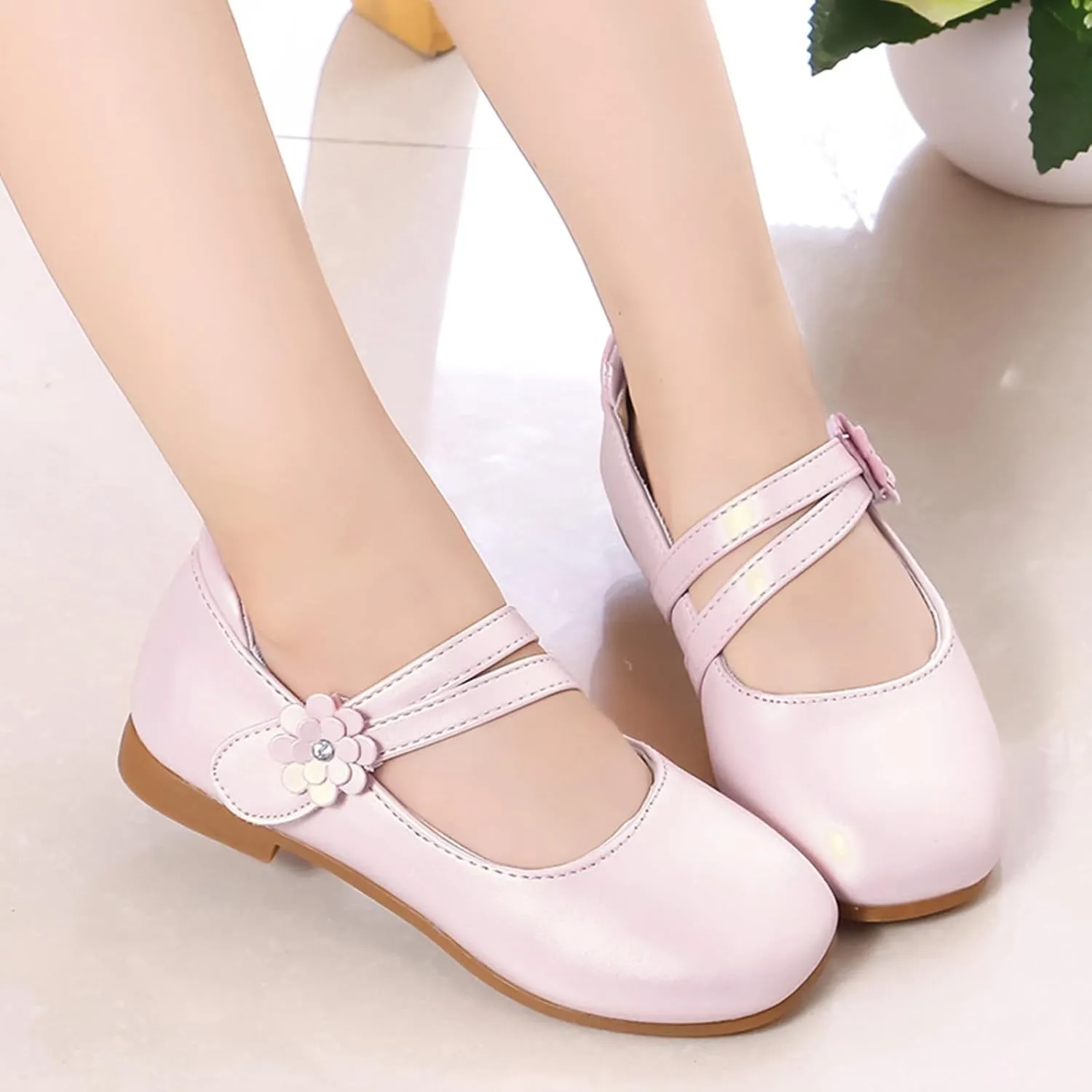 Baby Girls Dress Shoes Flower Girl Little Kids Mary Jane Ballet Flats Flower Wedding Party Communion Shoes