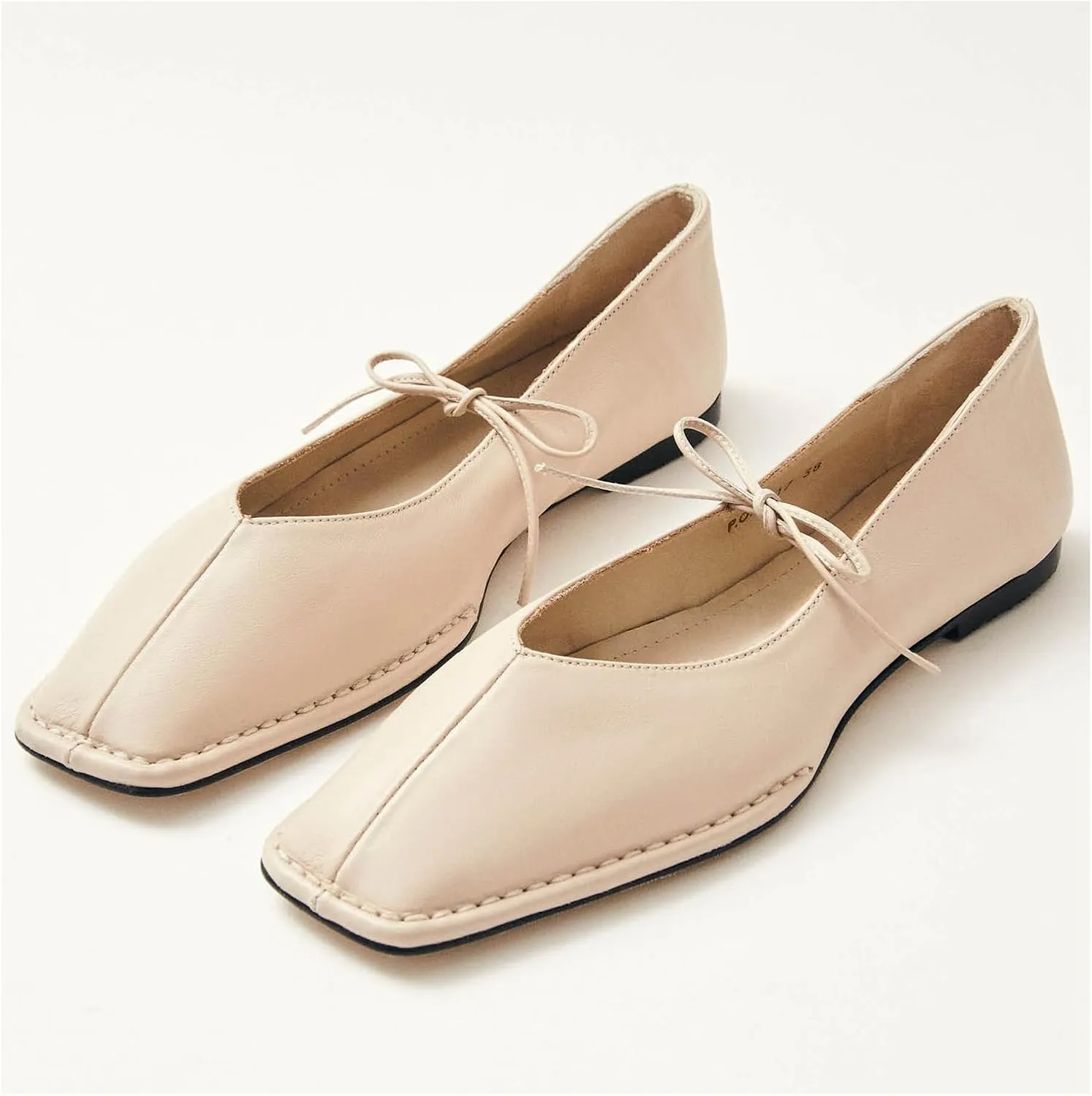Ballet Flats for Women Lace Up Bow Square Toe Mary Janes Cute Ballerina Shoes Slip On Comfortable Elegant Dress Shoes