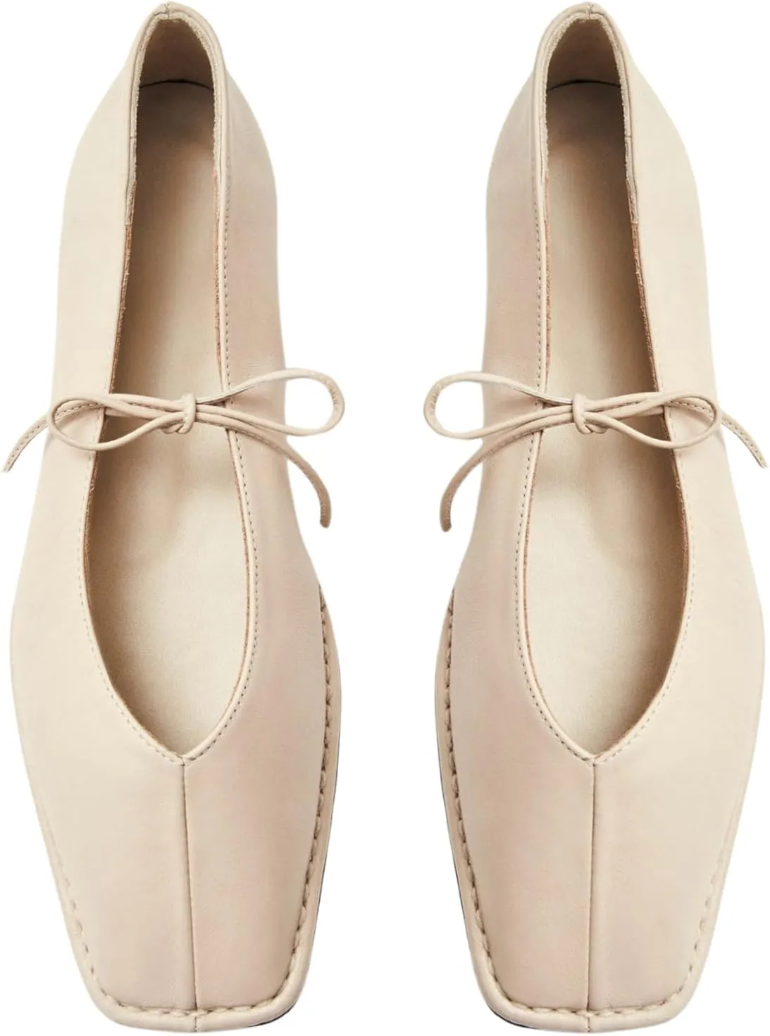 Ballet Flats for Women Lace Up Bow Square Toe Mary Janes Cute Ballerina Shoes Slip On Comfortable Elegant Dress Shoes