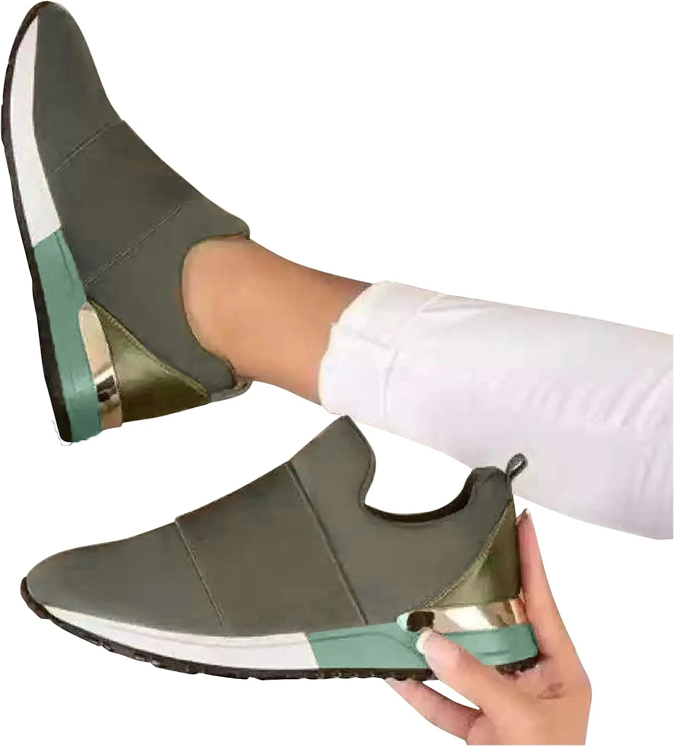 Black Fashion Womens High Platform Sneakers Slip On Walking Shoes Women Size 12 Walking Shoes for Women with Arch Support Wide Width High Top Sneakers for Women Comfy Flats Shoes Women Dressy Cute