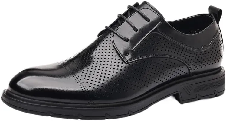 Black Formal Oxford Shoes for Men Wedding Breathable Hollow Party Prom Brogue Men's Casual Dress Shoes