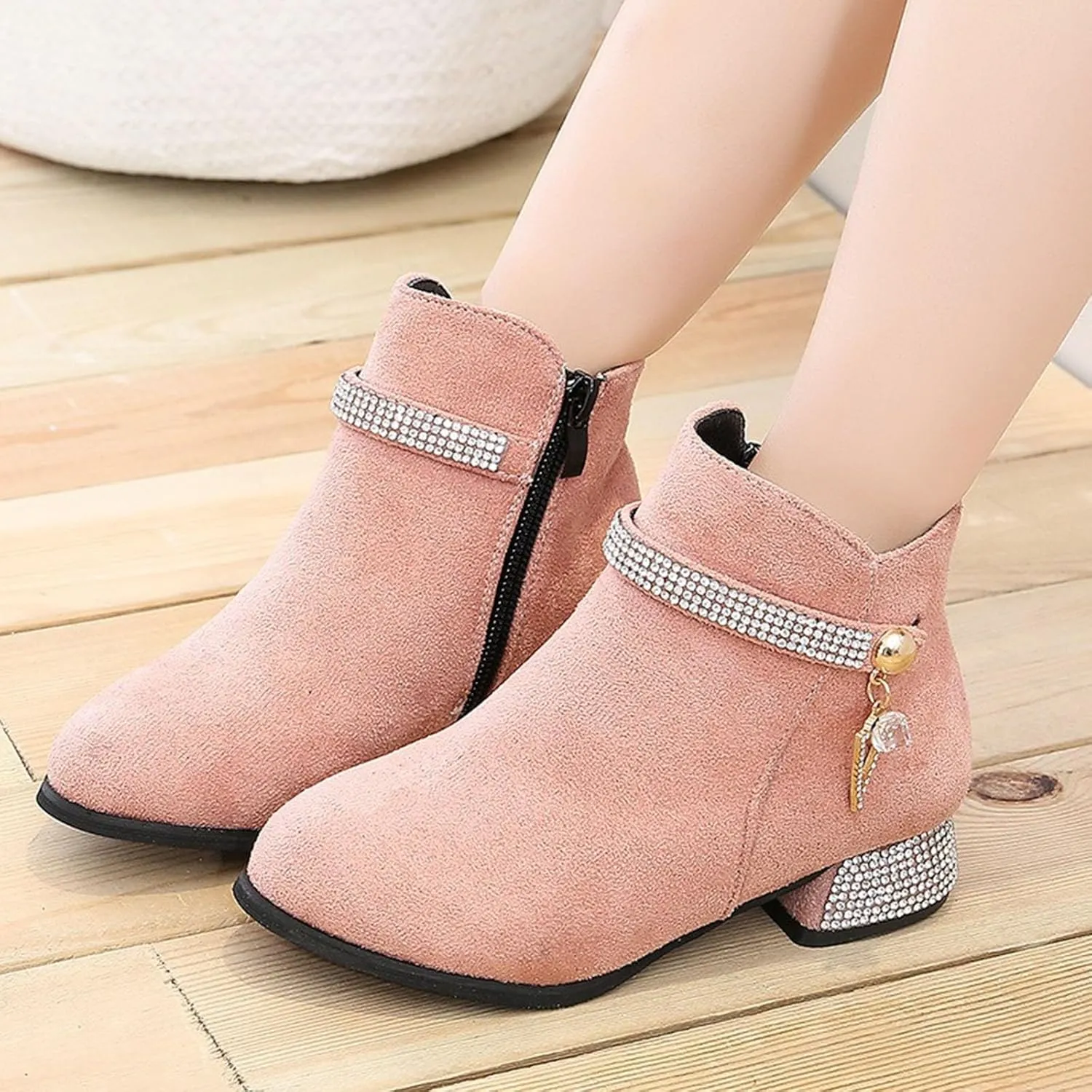 Boots for Girls and Boys Snow Boots Buckle Winter Comfort Warm Fur Lining Ankle Boots Waterproof Lining Soft Sole
