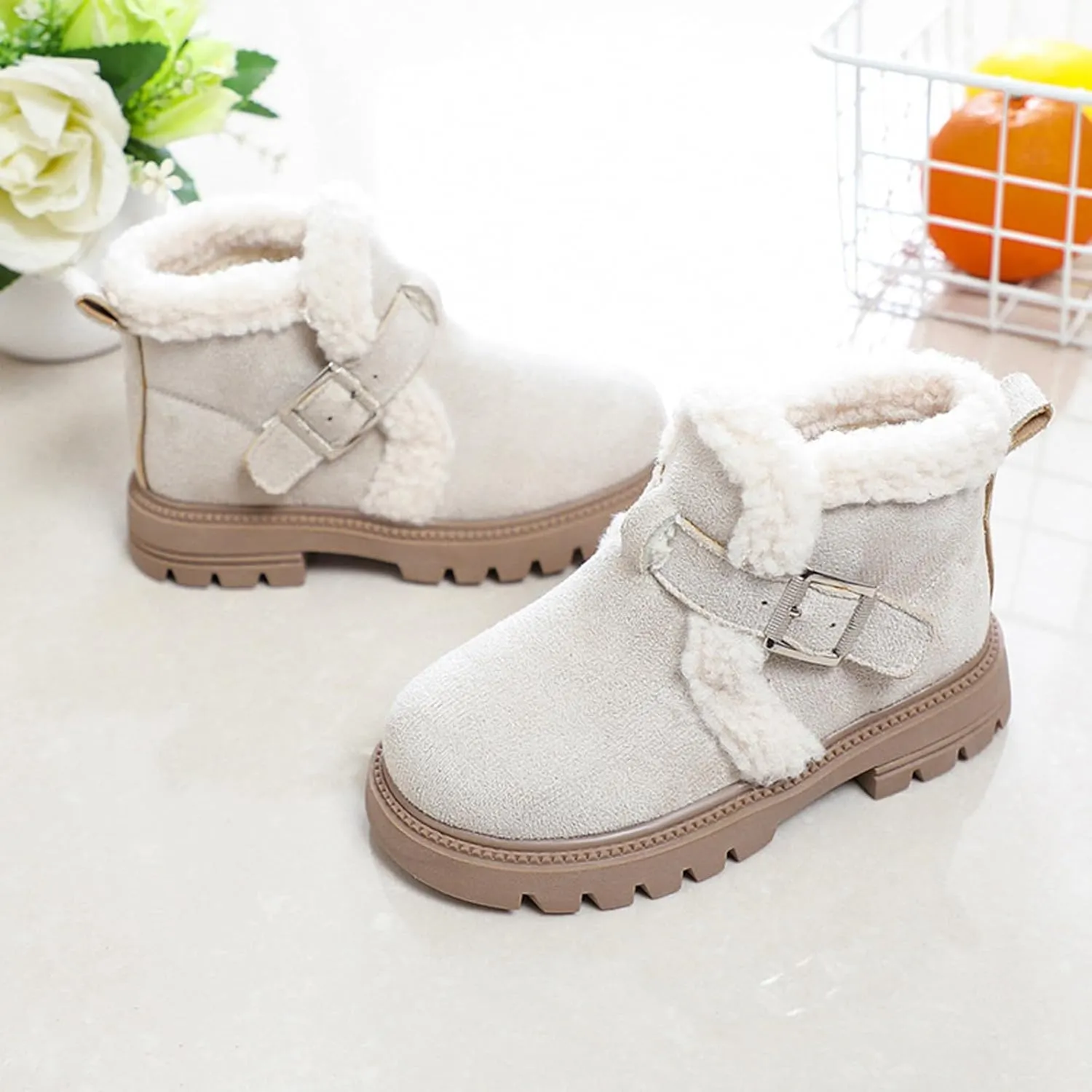Boots for Girls Ankle Boots for Girls with Zipper Short Suede Booties Fashion Anti-Slip Boots for Toddler/Little Kids
