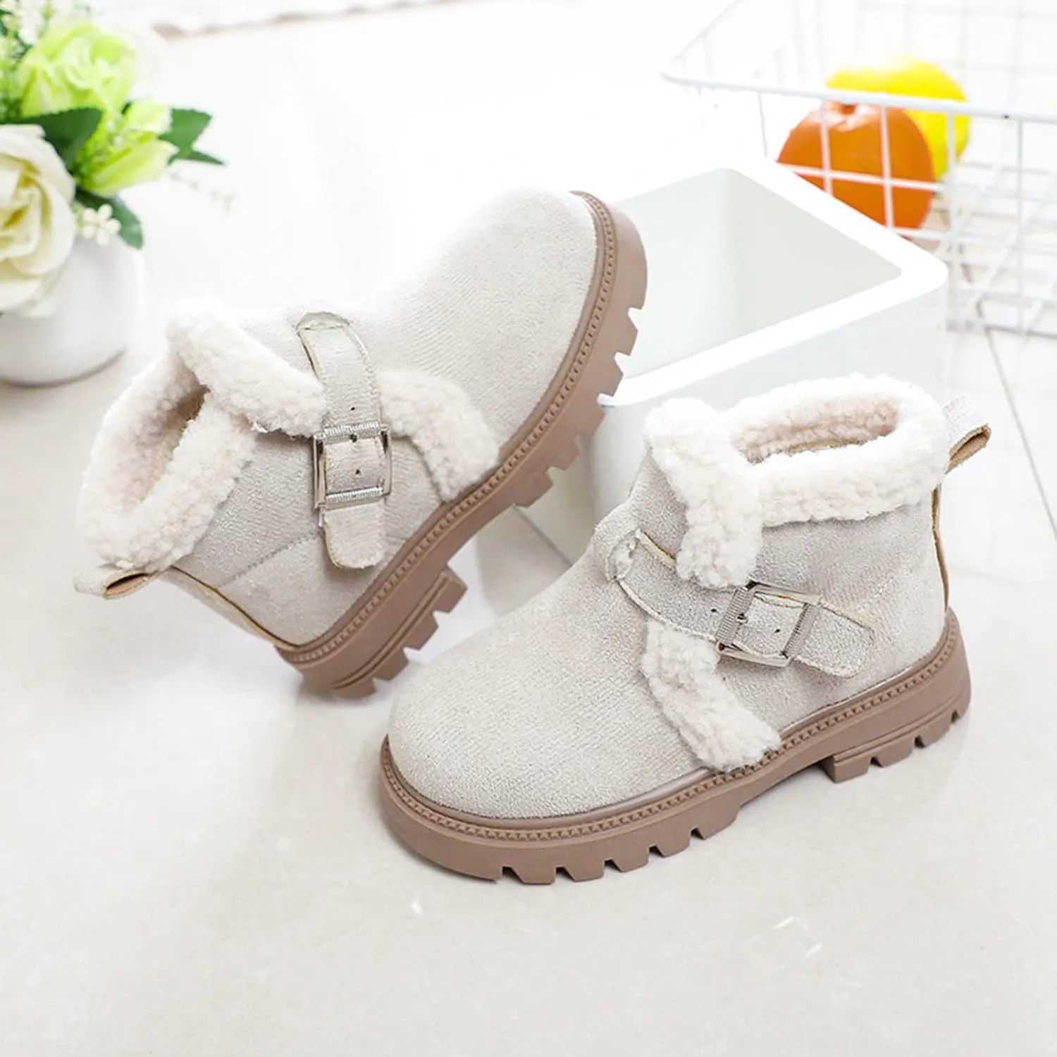 Boots for Girls Ankle Boots for Girls with Zipper Short Suede Booties Fashion Anti-Slip Boots for Toddler/Little Kids