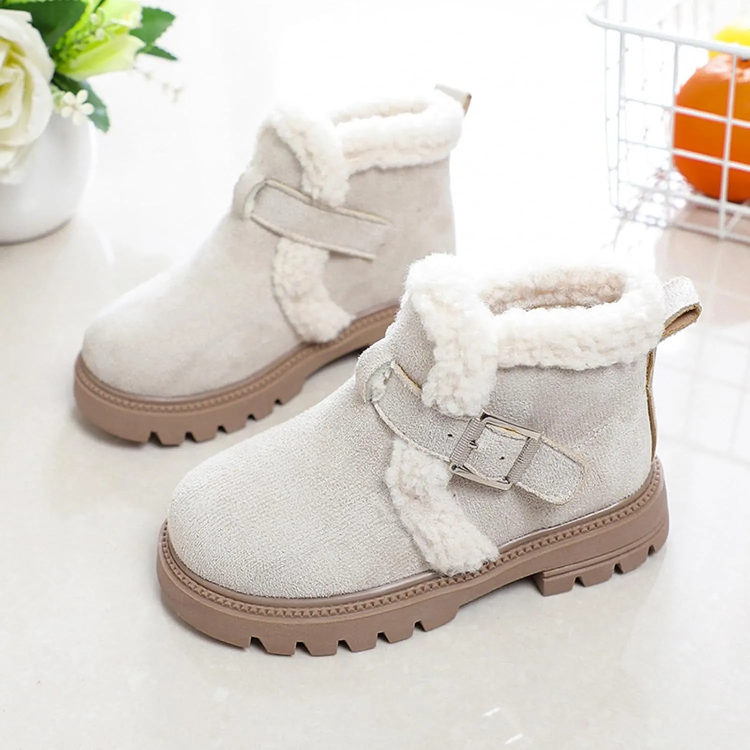 Boots for Girls Ankle Boots for Girls with Zipper Short Suede Booties Fashion Anti-Slip Boots for Toddler/Little Kids