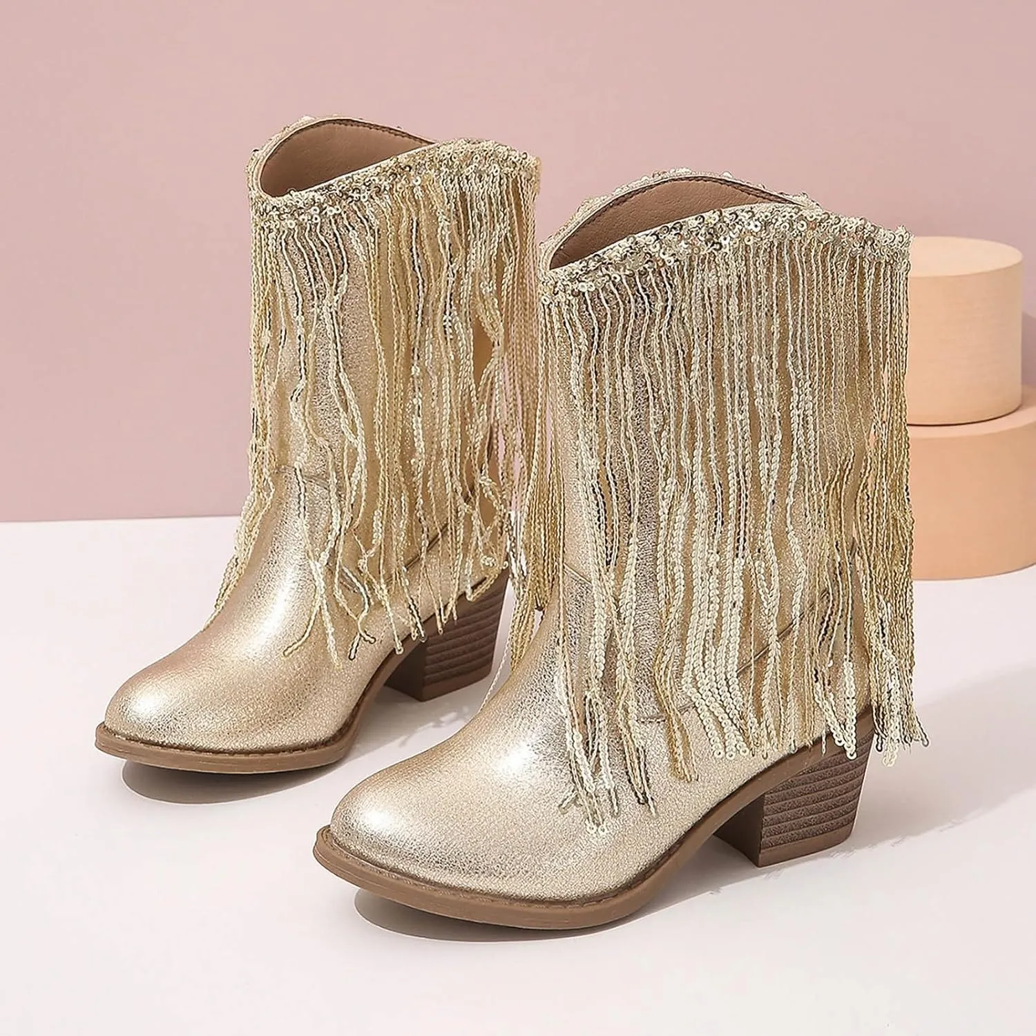 Boots for Girls Cowgirl Cowboy Western Boots Mid Calf Riding Shoes Little Kids Big Kids Cowgirl Boots Ankle Boots Fall