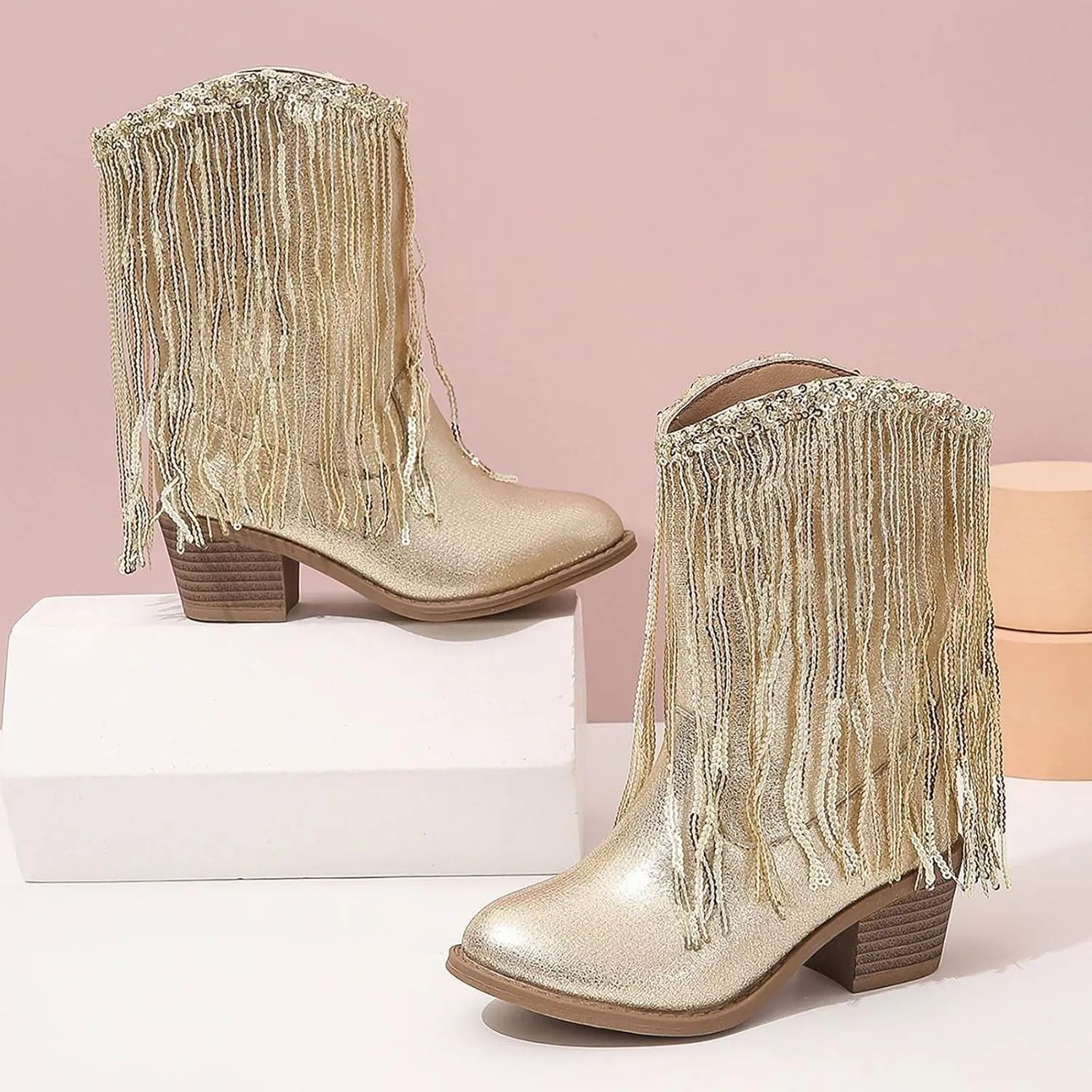 Boots for Girls Cowgirl Cowboy Western Boots Mid Calf Riding Shoes Little Kids Big Kids Cowgirl Boots Ankle Boots Fall