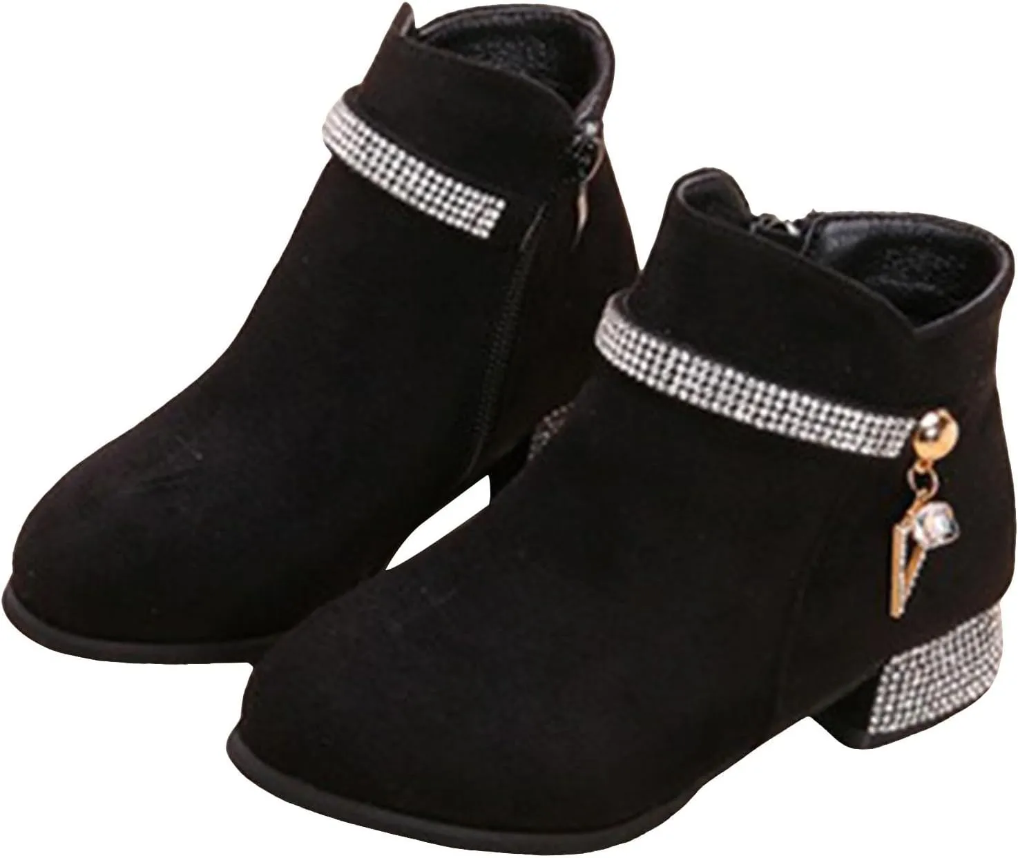 Boots for Girls Cozy Fashion Western Riding Short Booties Fall Side Zipper Low Chunky Heel Anti-Slip Walking Outdoor Shoes
