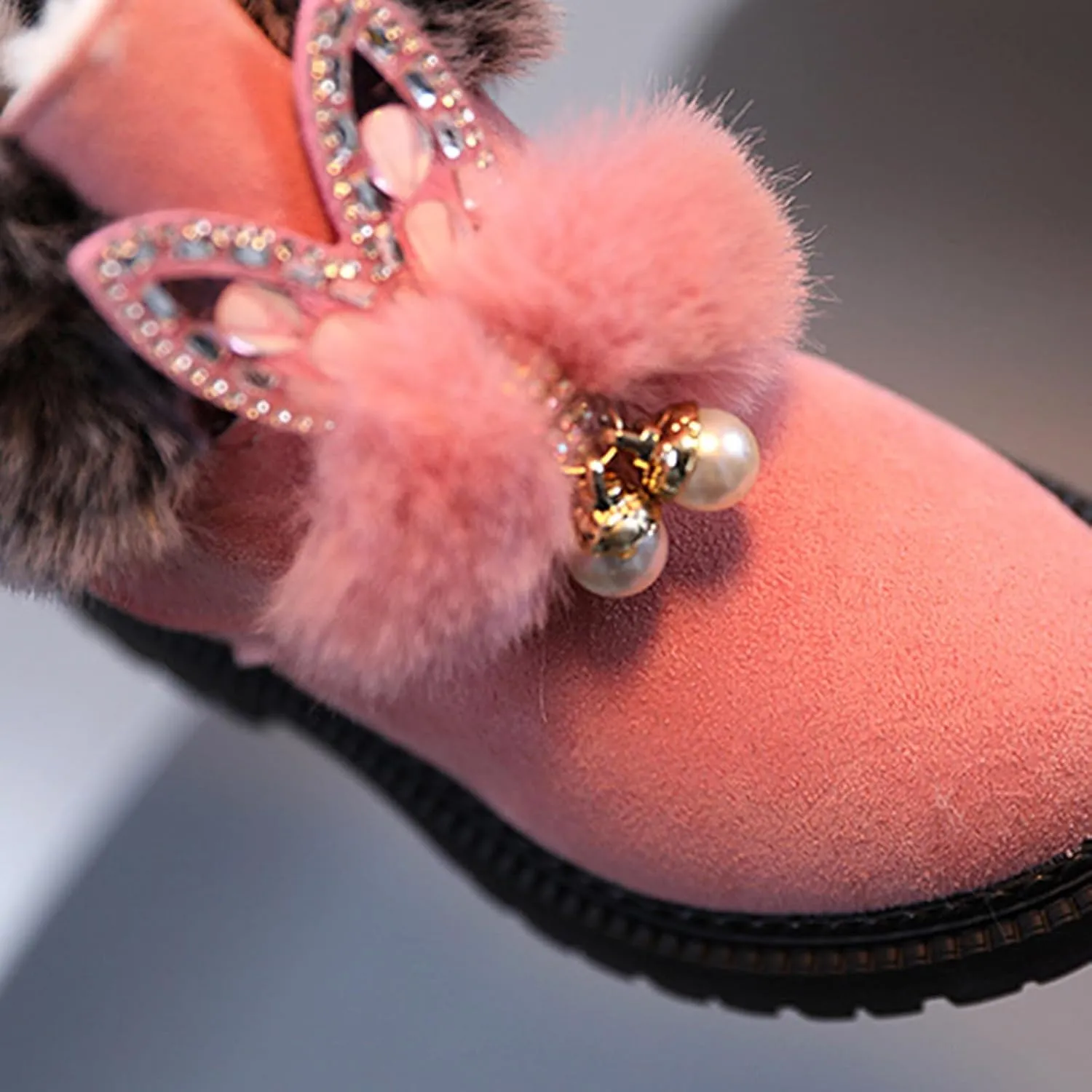 Boots for Girls Fuzzy Warm Winter Short Boots with Furry Faux Fur Lining Bootie Shoes for Toddler Little Big Kids Girl