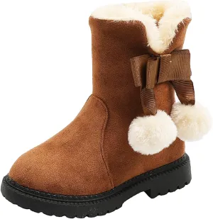 Boots for Girls Little Girls Suede Ankle Boots Slip-on Short Booties Winter Snow Boots Cozy Comfortable Walking Shoes