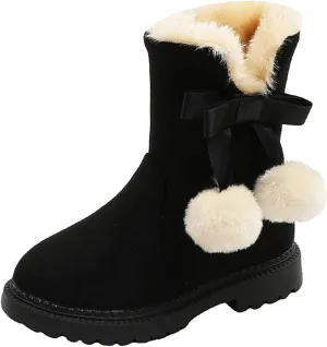 Boots for Girls Toddler Warm Fall Winter Snow Boots Kids Slip on Sneakers Anti-Slip Cozy Walking Ankle Single Shoes