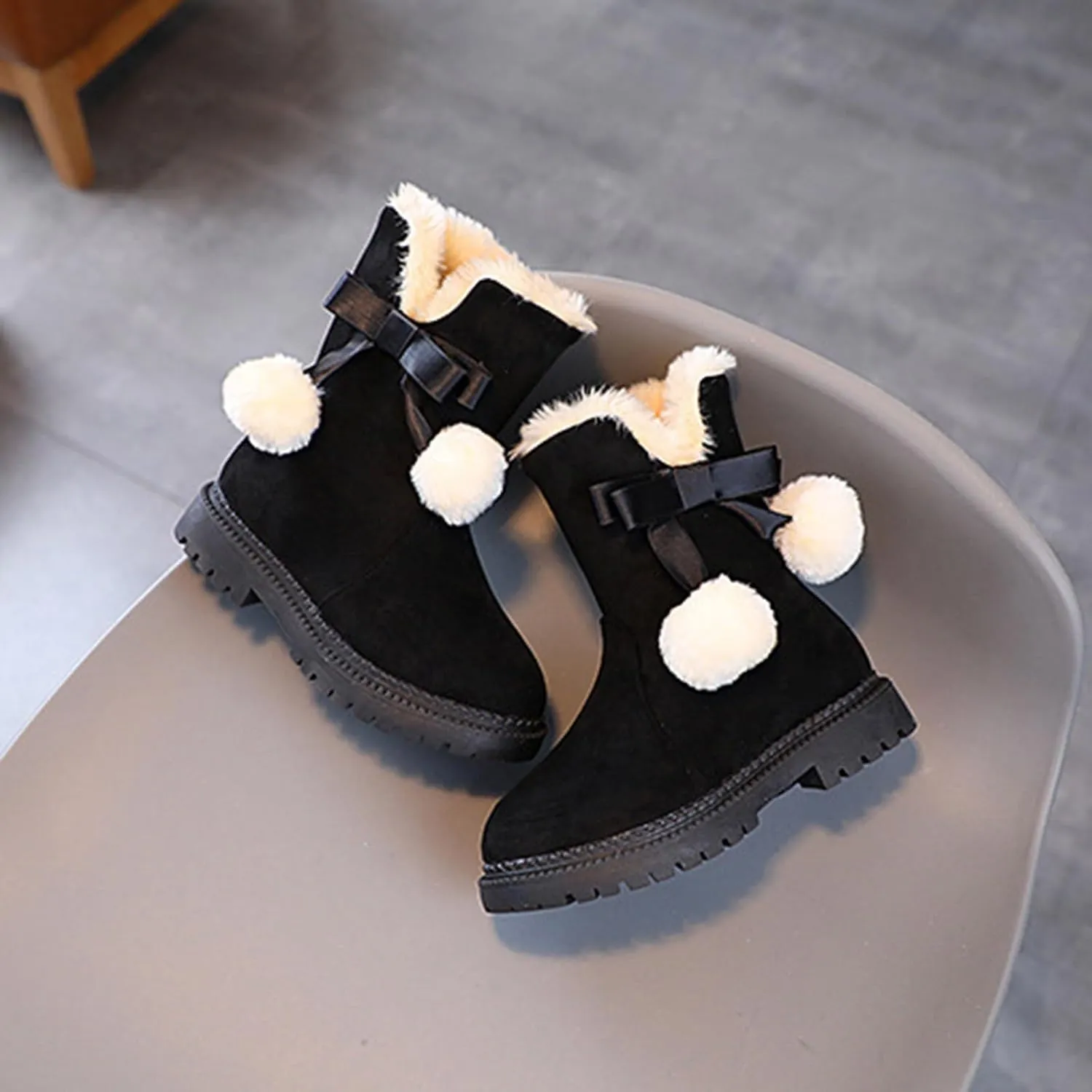 Boots for Girls Toddler Warm Fall Winter Snow Boots Kids Slip on Sneakers Anti-Slip Cozy Walking Ankle Single Shoes