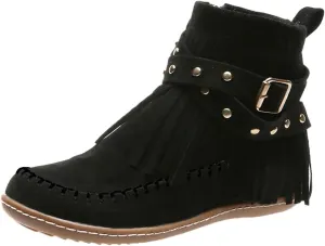 Boots for Women, Ladies Leather Lace Up Wedge Low Heels Non Slip Ankle Boots With Side Zip Winter Fall Short Walking Boots