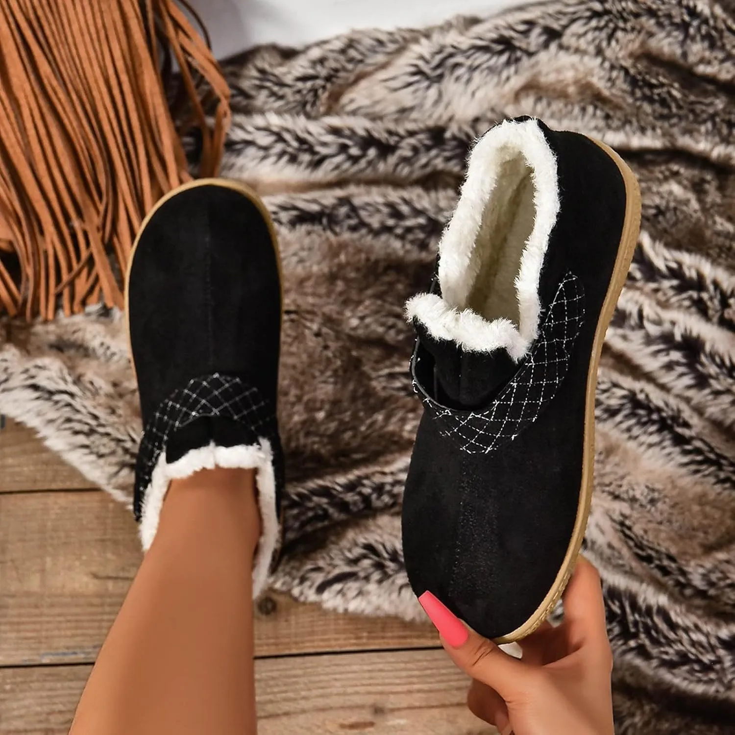 Boots for Women Waterproof Winter Snow Boot Warm Comfortable Fur Lined Insulated Non-Slip Outdoor Lace-Up Mid Calf Booties