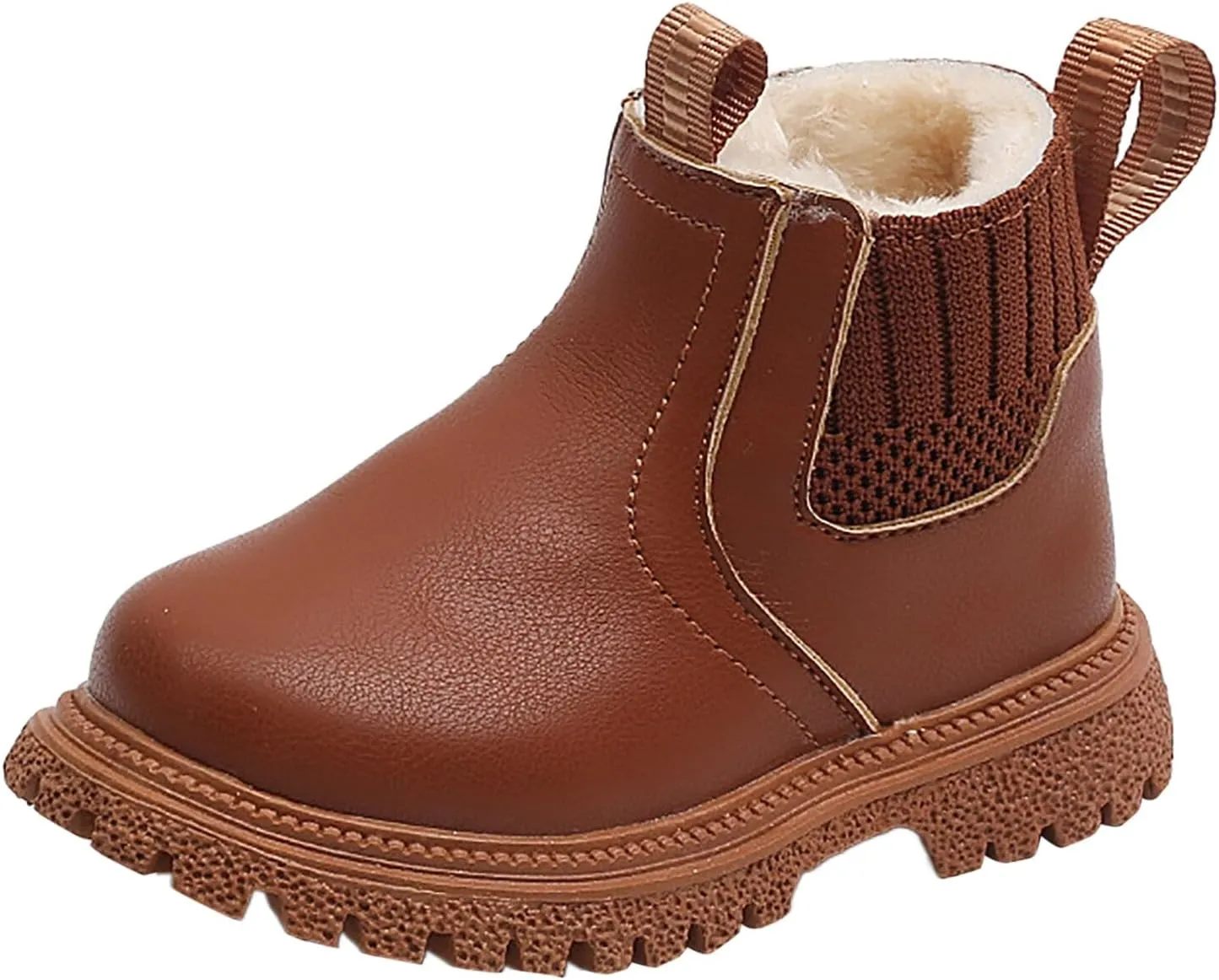 Boys Girls Leather Hiking Snow Boots Little Kid High Top Dress Shoes Lace Up/Zip Booties Comfort Ankle Boots
