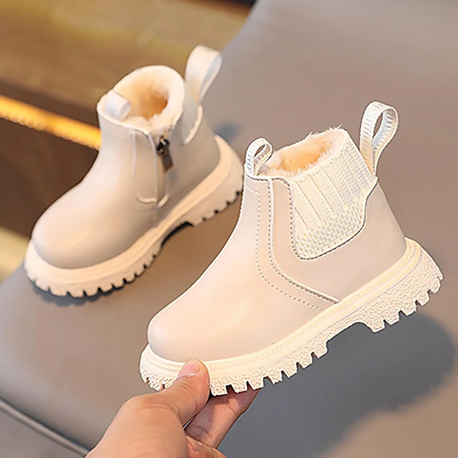 Boys Girls Leather Hiking Snow Boots Little Kid High Top Dress Shoes Lace Up/Zip Booties Comfort Ankle Boots