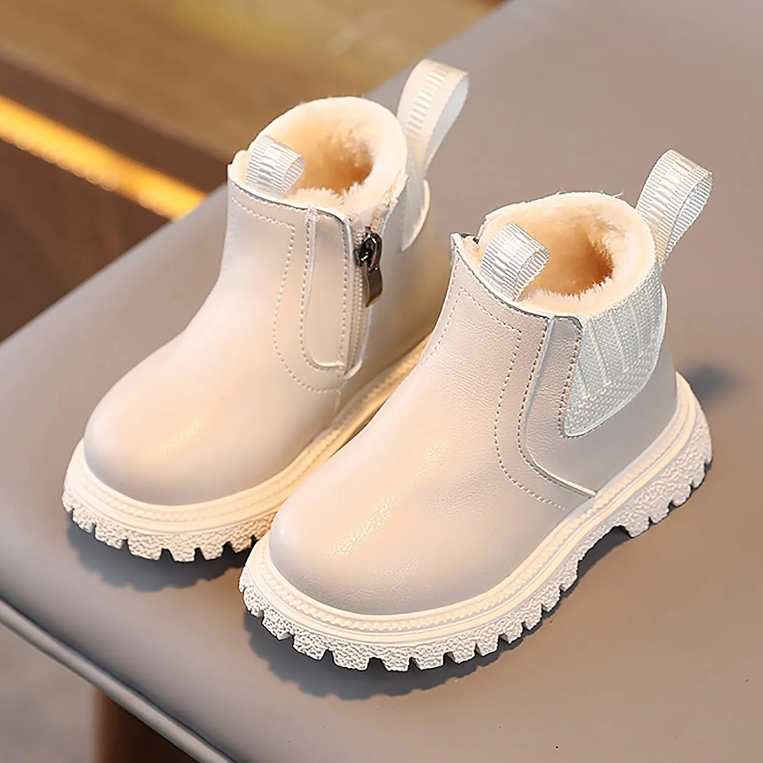 Boys Girls Leather Hiking Snow Boots Little Kid High Top Dress Shoes Lace Up/Zip Booties Comfort Ankle Boots