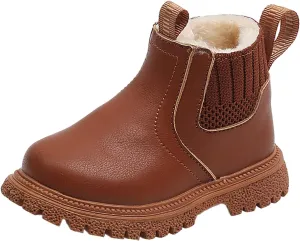 Boys Girls Leather Hiking Snow Boots Little Kid High Top Dress Shoes Lace Up/Zip Booties Comfort Ankle Boots