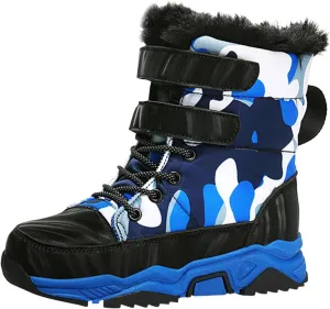 Boys Girls Snow Boots Waterproof Mid Calf Boots Faux Fur Lined Winter Shoes Anti Slip Hiking Boots for Little/Big Kids