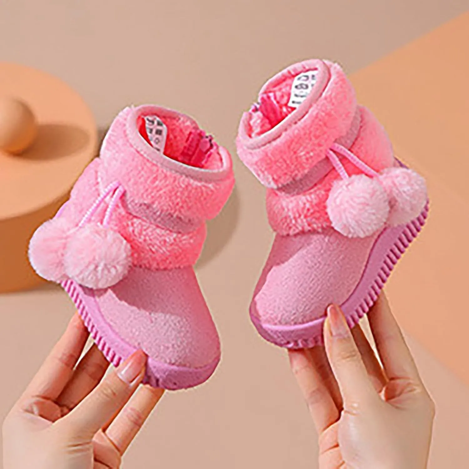 Boys Girls Wnter Snow Boots Faux Fur Lining Anti-Slip Winter Boots Outdoor Comfort Warm Ankle Booties Warm Shoes