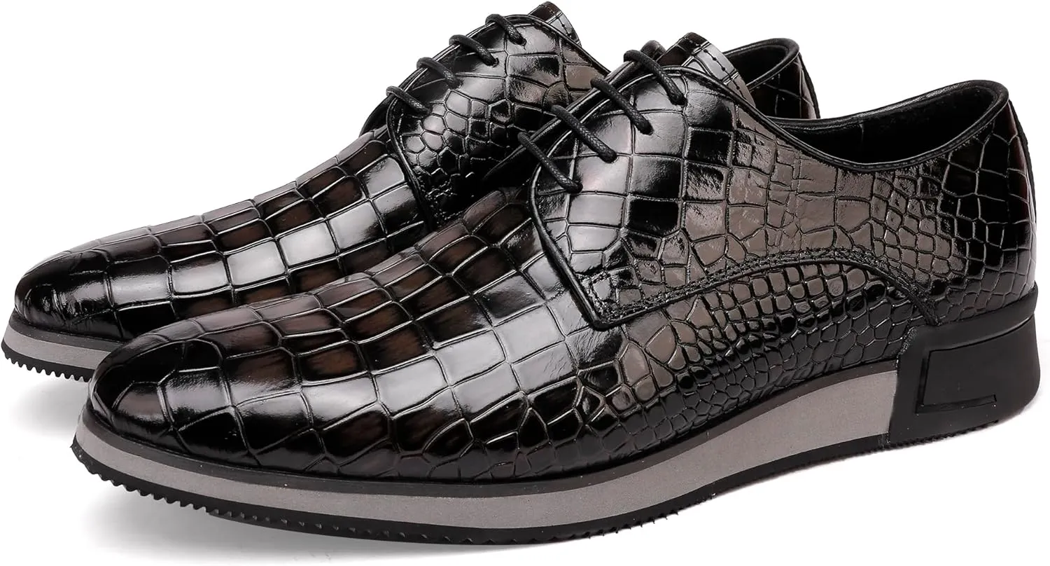 Casual Men's Dress Lace-up Oxfords Shoes Classic Formal Business Dress Sneakers Wedding Party Dress Shoes for Mens
