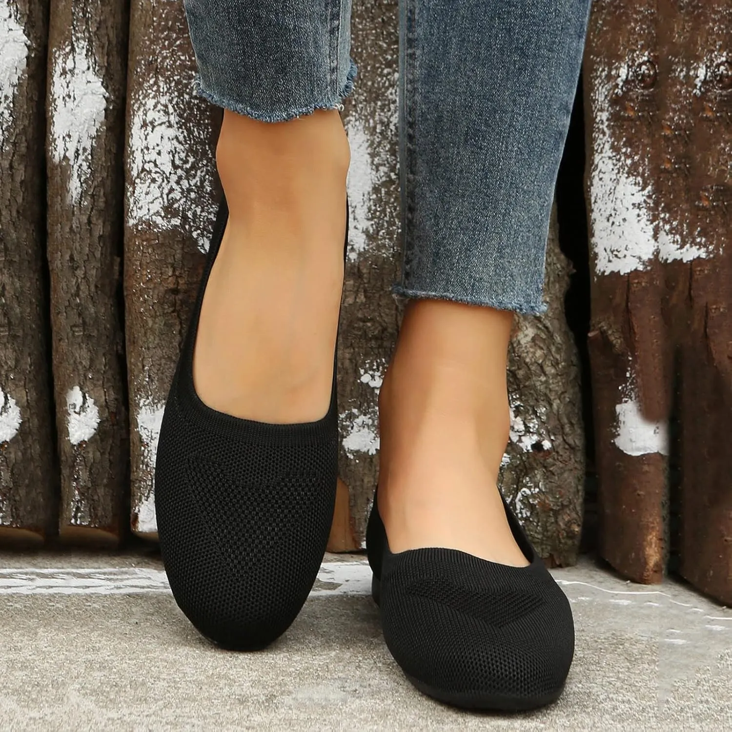 Casual Shoes Flat Women's Dress Flat Ballet Low Comfort Soft Flats for Women Pointed Toe Knit Ballet Ladies Fashion Solid Flats