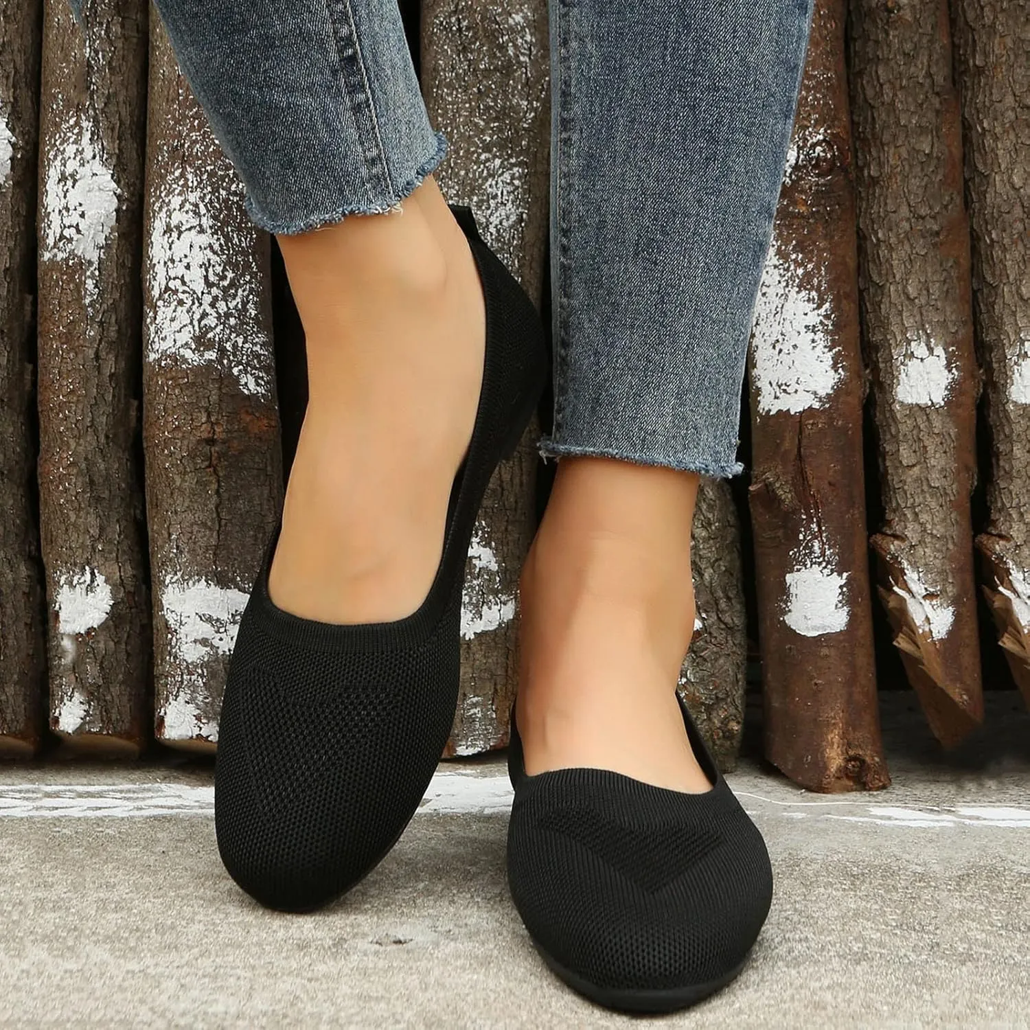 Casual Shoes Flat Women's Dress Flat Ballet Low Comfort Soft Flats for Women Pointed Toe Knit Ballet Ladies Fashion Solid Flats