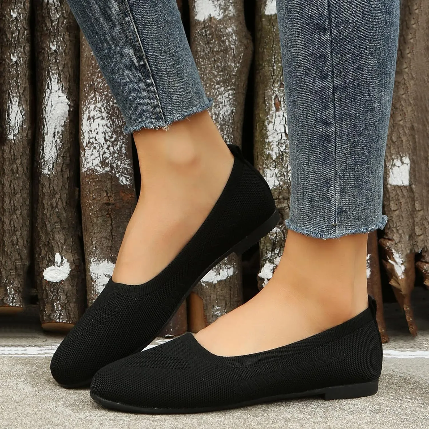 Casual Shoes Flat Women's Dress Flat Ballet Low Comfort Soft Flats for Women Pointed Toe Knit Ballet Ladies Fashion Solid Flats