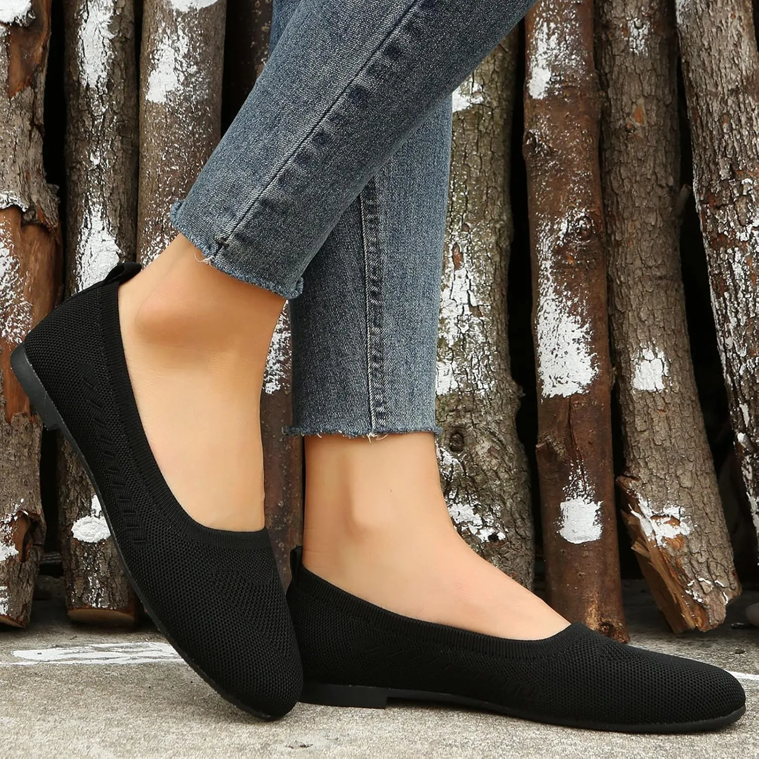 Casual Shoes Flat Women's Dress Flat Ballet Low Comfort Soft Flats for Women Pointed Toe Knit Ballet Ladies Fashion Solid Flats