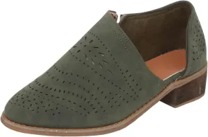 Cathalem Ankle Boots for Women Cut Out Slip On Low Heel Short Chunky Stacked Heel Perforated Side V Cut Western Booties