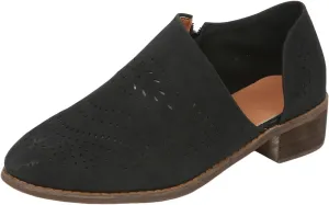 Cathalem Ankle Boots for Women Cut Out Slip On Low Heel Short Chunky Stacked Heel Perforated Side V Cut Western Booties
