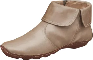 Cathalem Ankle Boots for Women No Heel New Arch Support Boots Side Zipper Vintage Leather Damping Shoes Flat Heel Booties