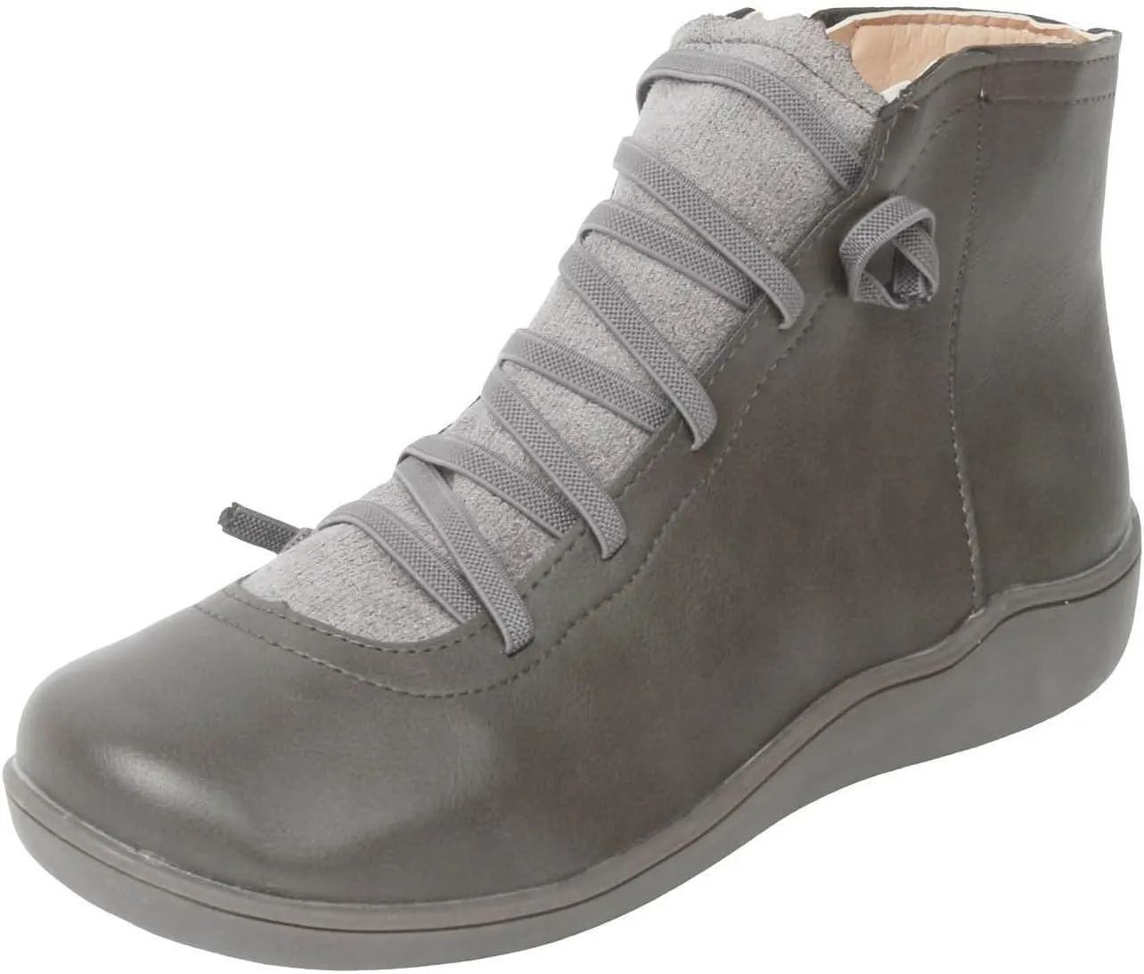 Cathalem Ankle Boots for Women Premium Orthopedic Boots Arch Support Leather Comfortable Side Zip Wedge Booties