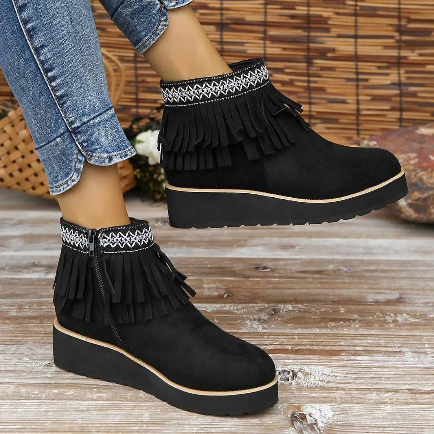 Cathalem Ankle Boots for Women,2024 New Arch Support Booties Side Zip-up Vintage Leather Damping Shoes Flat Heel Booties