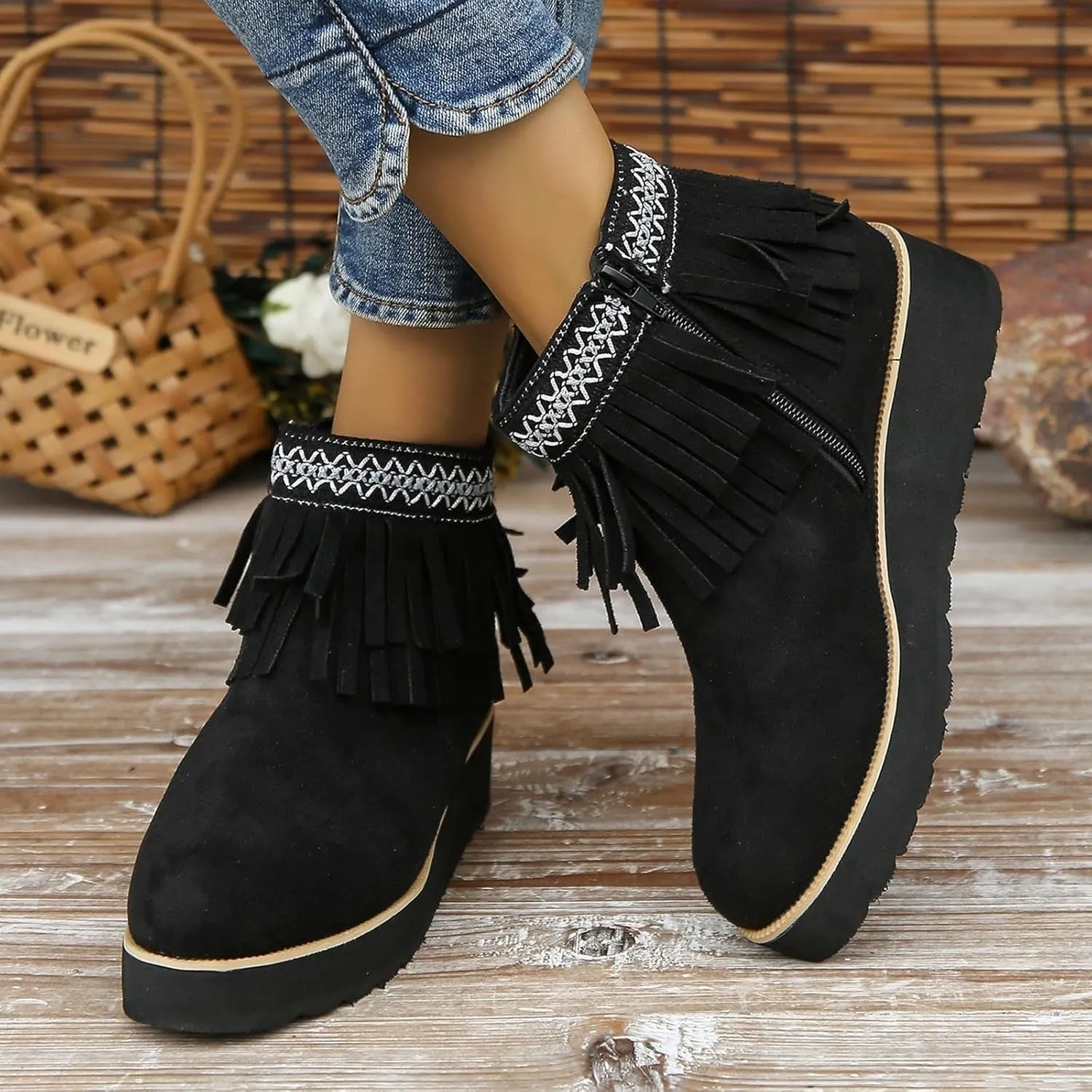Cathalem Ankle Boots for Women,2024 New Arch Support Booties Side Zip-up Vintage Leather Damping Shoes Flat Heel Booties